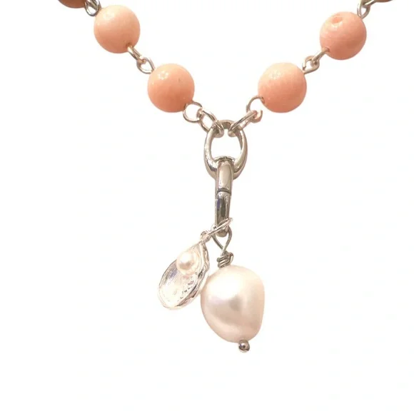 Elegant Genuine Natural Vintage Pink Necklace with Charms